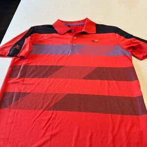 Adidas climachill men’s golf shirt med, orange red anaconda, MT, great course.